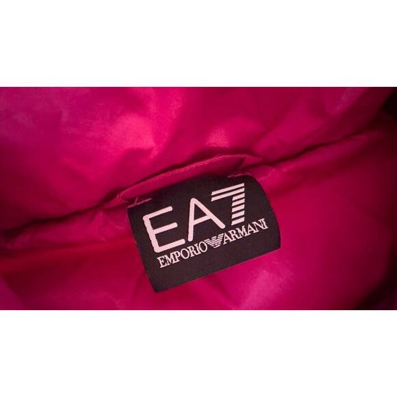Emporio Armani EA7 Down Puffer Jacket Funnel Neck Hooded sz S Fuchsia Pi… - Picture 5 of 12